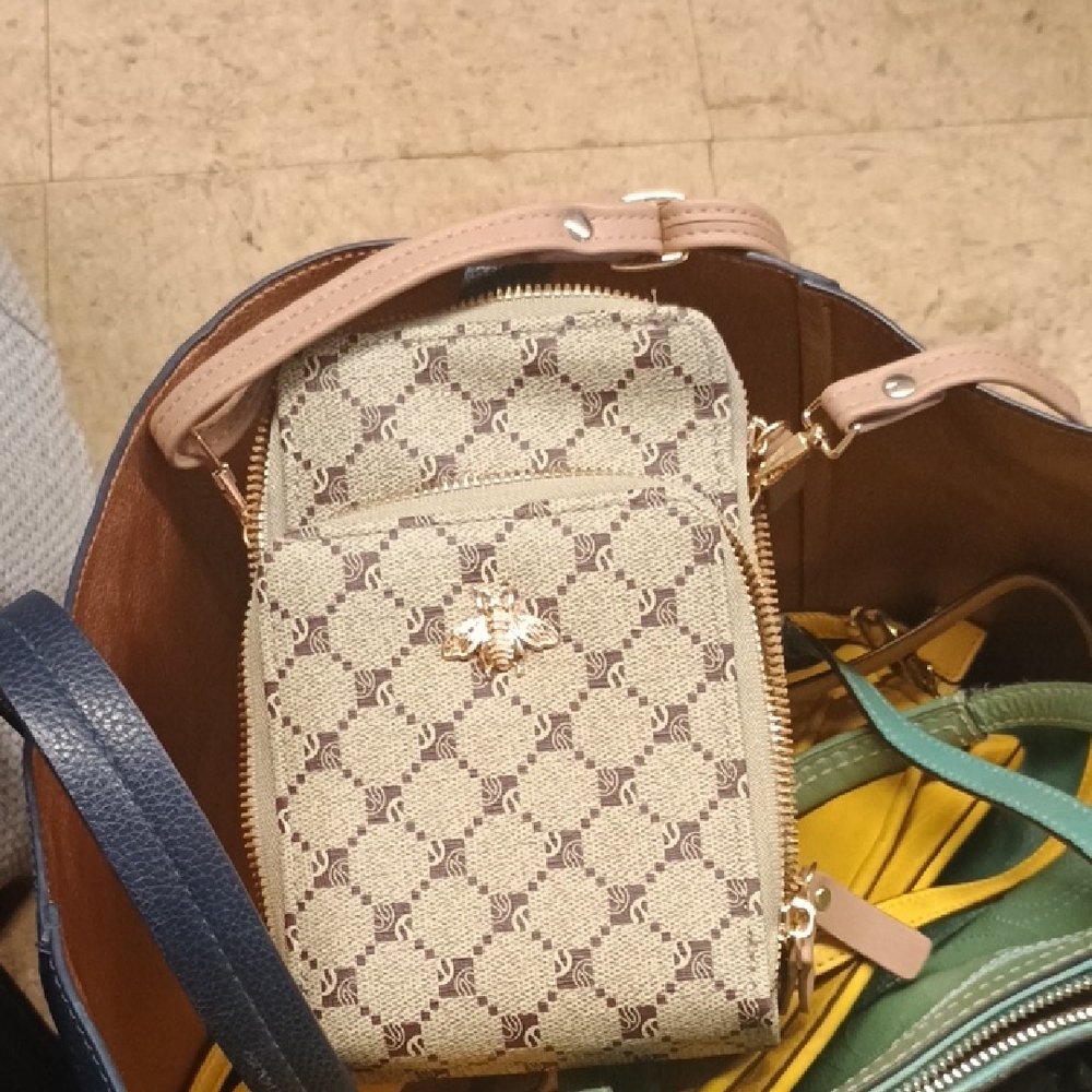 Elegant Beige and Brown Patterned Women's Bag